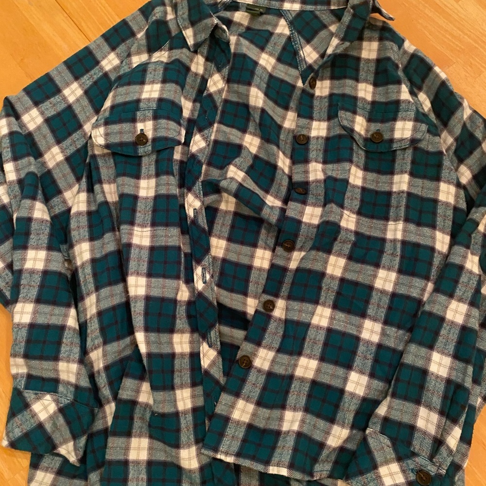 Wild Fable Teal and White Plaid Shirt